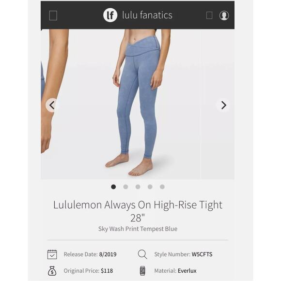 Lululemon Always On High-Rise Tight 28” in Sky Wash Print, Size 12 - Picture 8 of 8